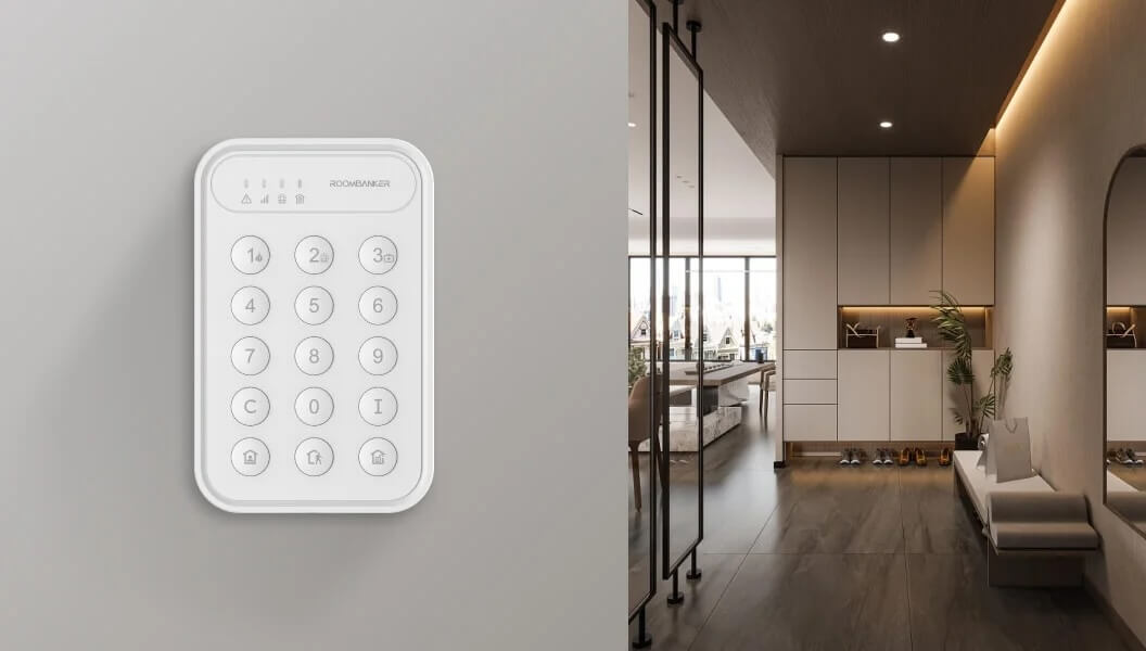 Système d'alarme sans fil installé dans une maison moderne pour protéger contre les cambriolages